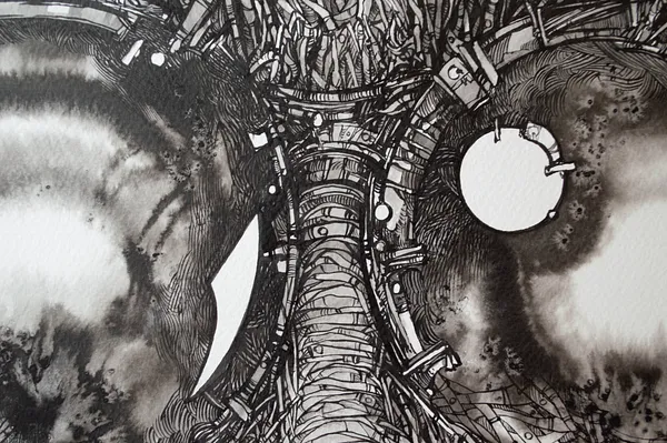 Зображення "Маска | The Mask" від Олександр Макогон, розмір: 80 х 70 см, матеріали: Туш, папір, ціна: $600 Фото 7 з 15.