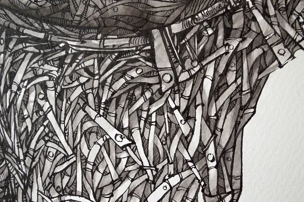 Зображення "Маска | The Mask" від Олександр Макогон, розмір: 80 х 70 см, матеріали: Туш, папір, ціна: $600 Фото 8 з 15.