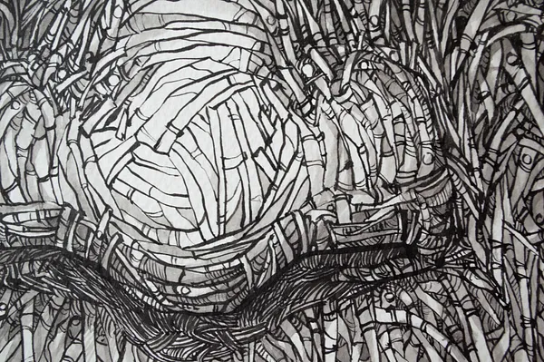 Зображення "Маска | The Mask" від Олександр Макогон, розмір: 80 х 70 см, матеріали: Туш, папір, ціна: $600 Фото 9 з 15.