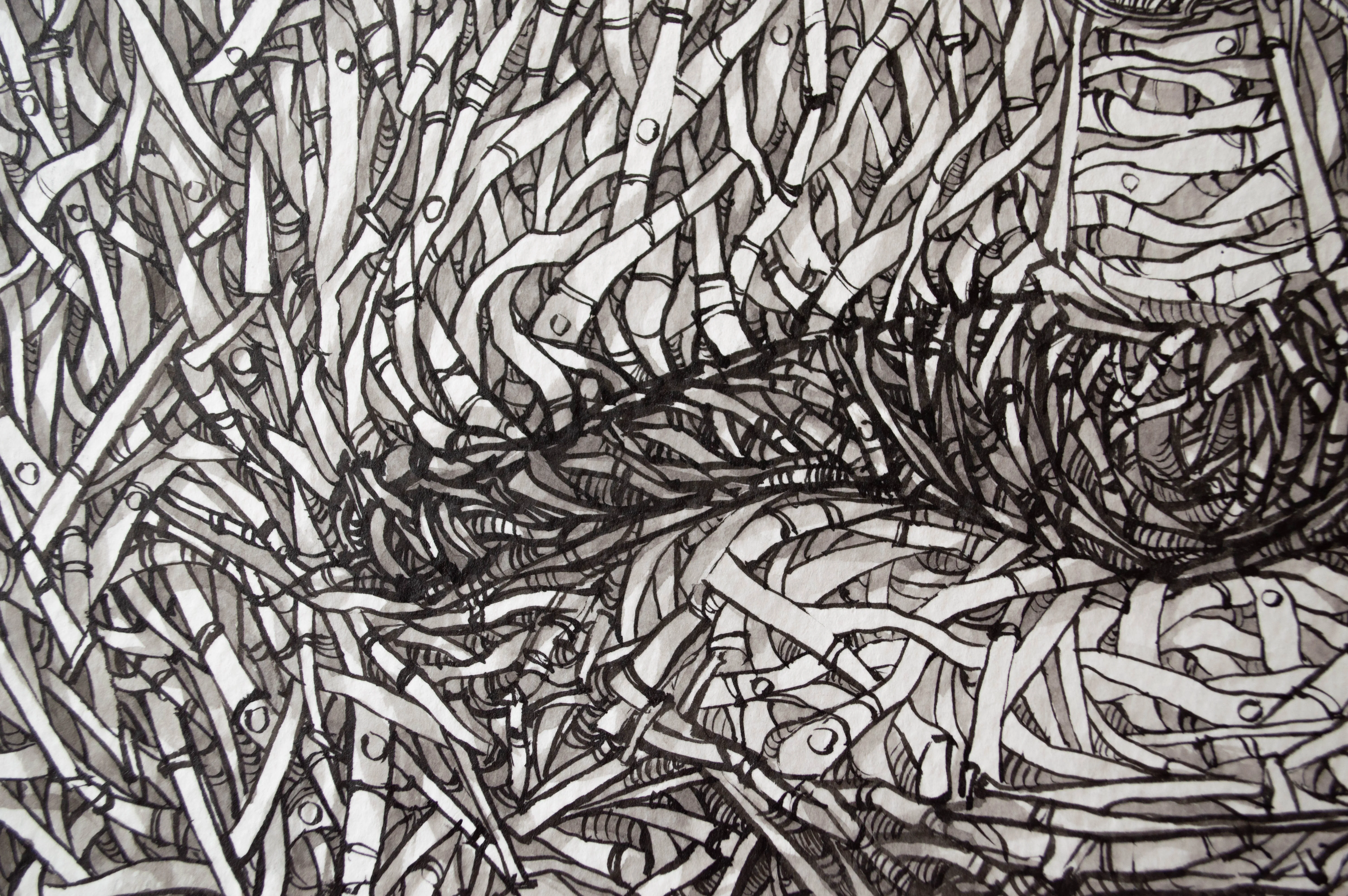 Зображення "Маска | The Mask" від Олександр Макогон, розмір: 80 х 70 см, матеріали: Туш, папір, ціна: $600 Фото 12 з 15.