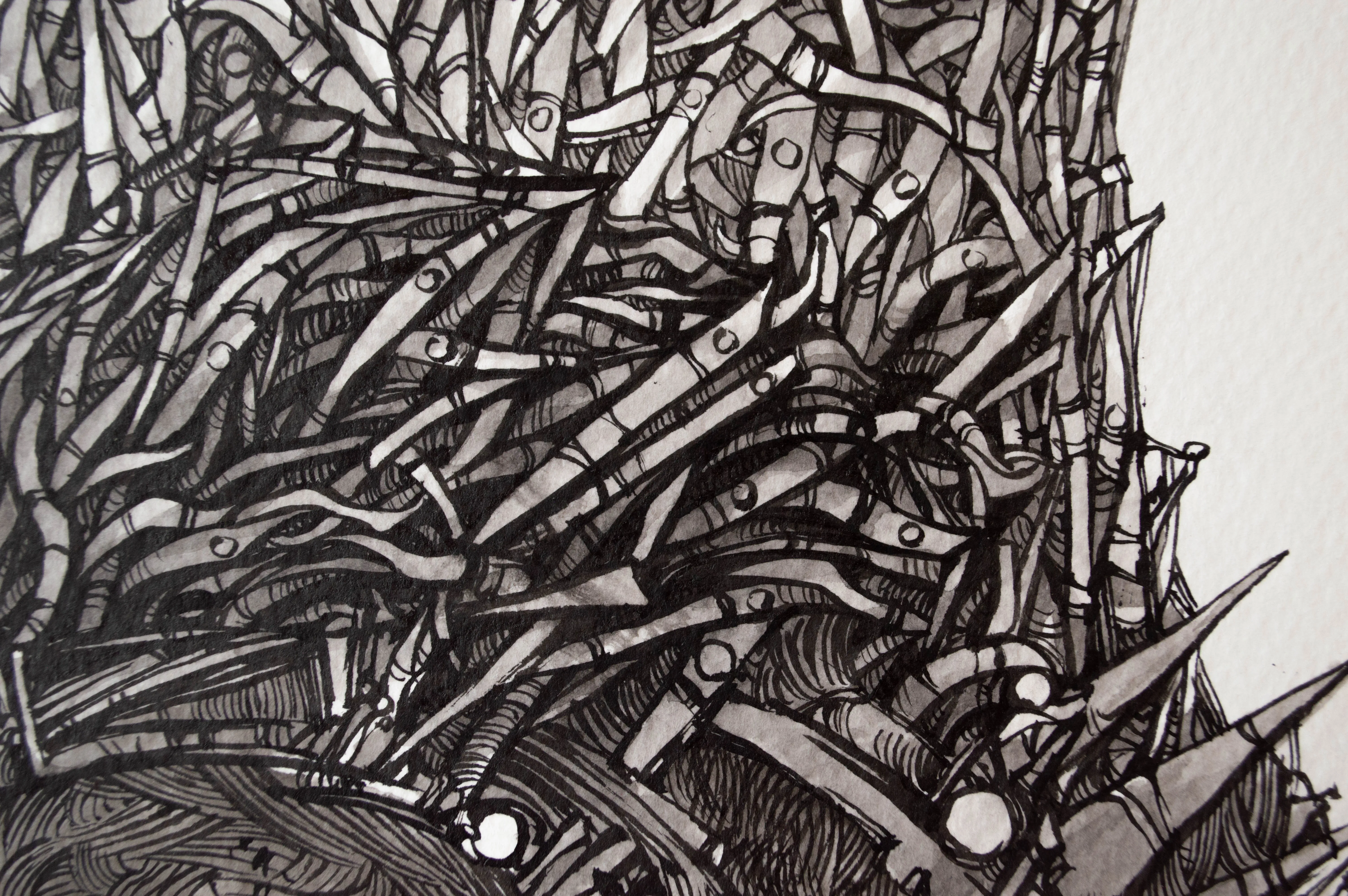 Зображення "Маска | The Mask" від Олександр Макогон, розмір: 80 х 70 см, матеріали: Туш, папір, ціна: $600 Фото 13 з 15.