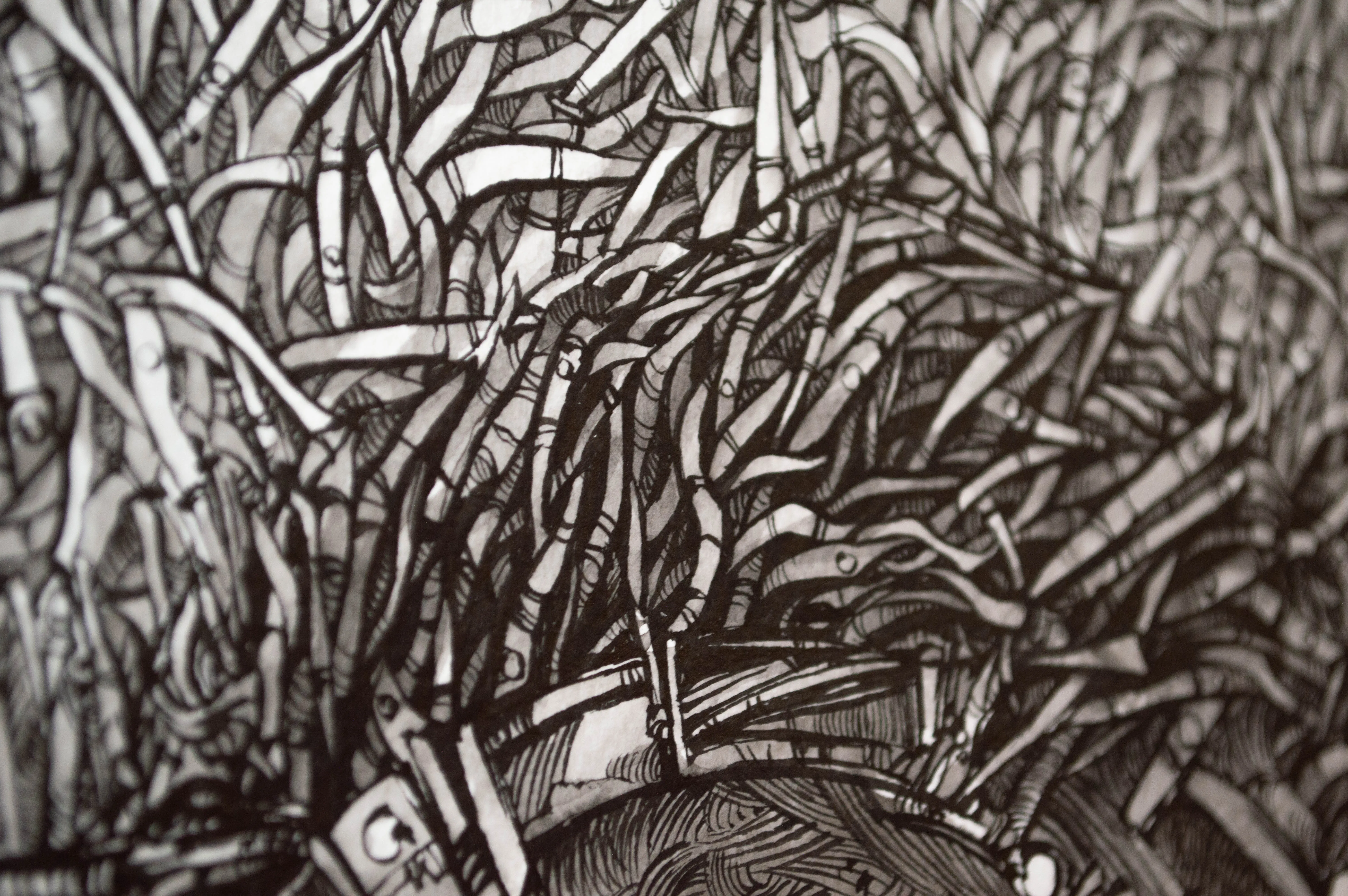 Зображення "Маска | The Mask" від Олександр Макогон, розмір: 80 х 70 см, матеріали: Туш, папір, ціна: $600 Фото 14 з 15.