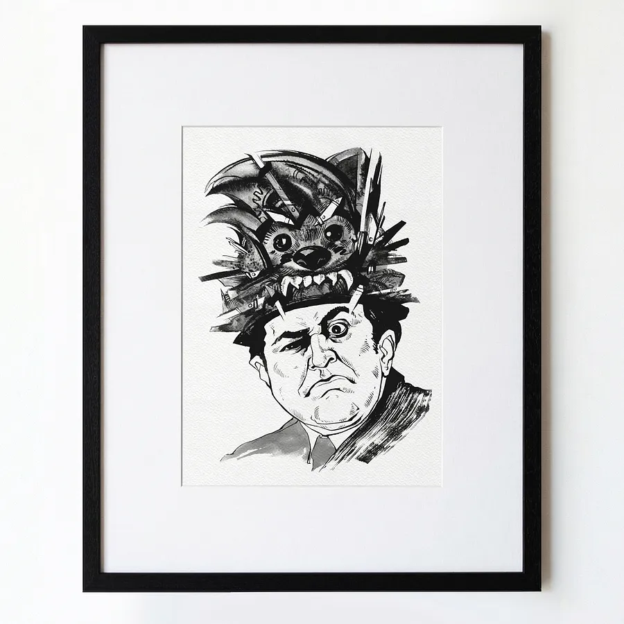 Зображення "Колекціонер | Collector" від Олександр Макогон, розмір: 46 x 52 cm, матеріали: туш, бавовняний папір | ink, cotton paper, медіум: Графіка, ціна: $250 Фото 1 з 3.