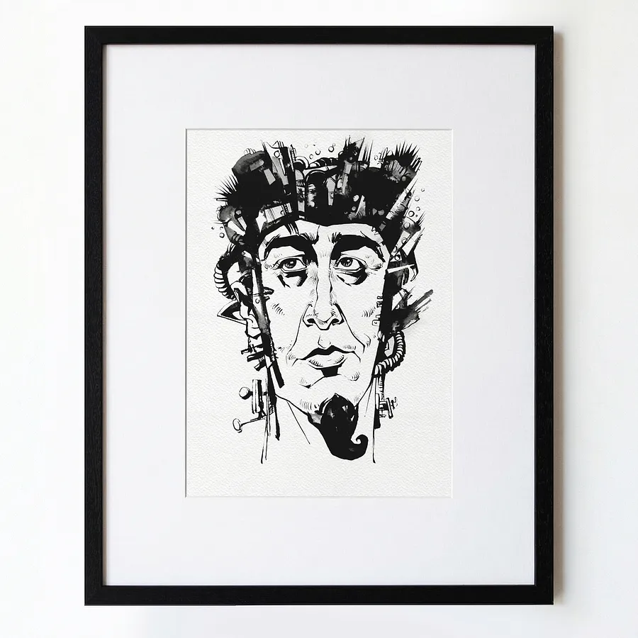 Зображення "Винахідник | Inventor" від Олександр Макогон, розмір: 46 x 52 cm, матеріали: туш, бавовняний папір | ink, cotton paper, медіум: Графіка, ціна: $250 Фото 1 з 3.