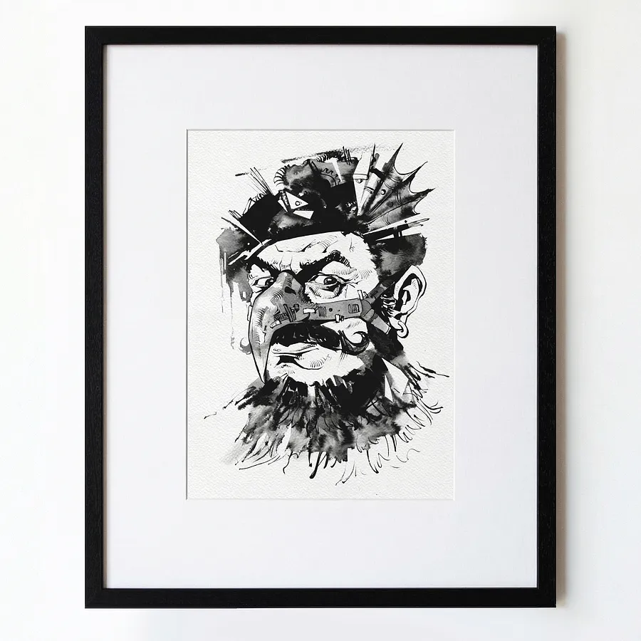 Зображення "Орнітолог | Ornithologist" від Олександр Макогон, розмір: 46 x 52 cm, матеріали: туш, бавовняний папір | ink, cotton paper, медіум: Графіка, ціна: $250 Фото 1 з 3.