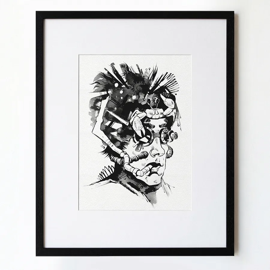 Зображення "Дайвер | Diver" від Олександр Макогон, розмір: 46 x 52 cm, матеріали: туш, бавовняний папір | ink, cotton paper, медіум: Графіка, ціна: $250 Фото 1 з 3.