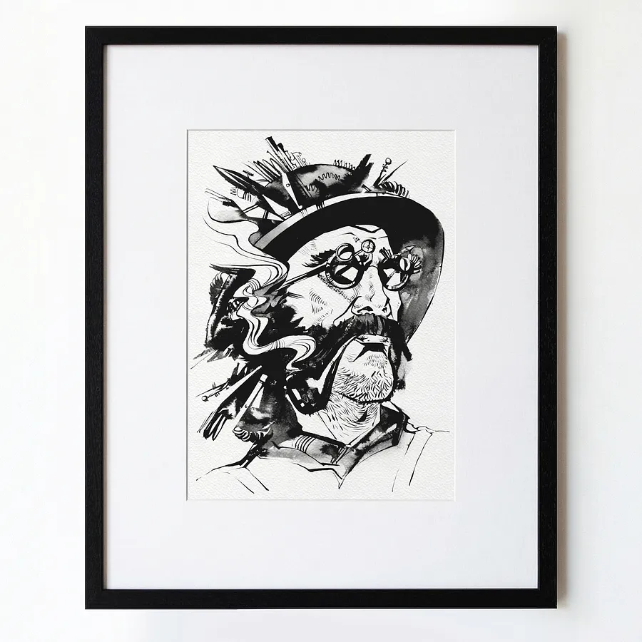 Зображення "Археолог | Archaeologist" від Олександр Макогон, розмір: 46 x 52 cm, матеріали: туш, бавовняний папір | ink, cotton paper, медіум: Графіка, ціна: $250 Фото 1 з 3.