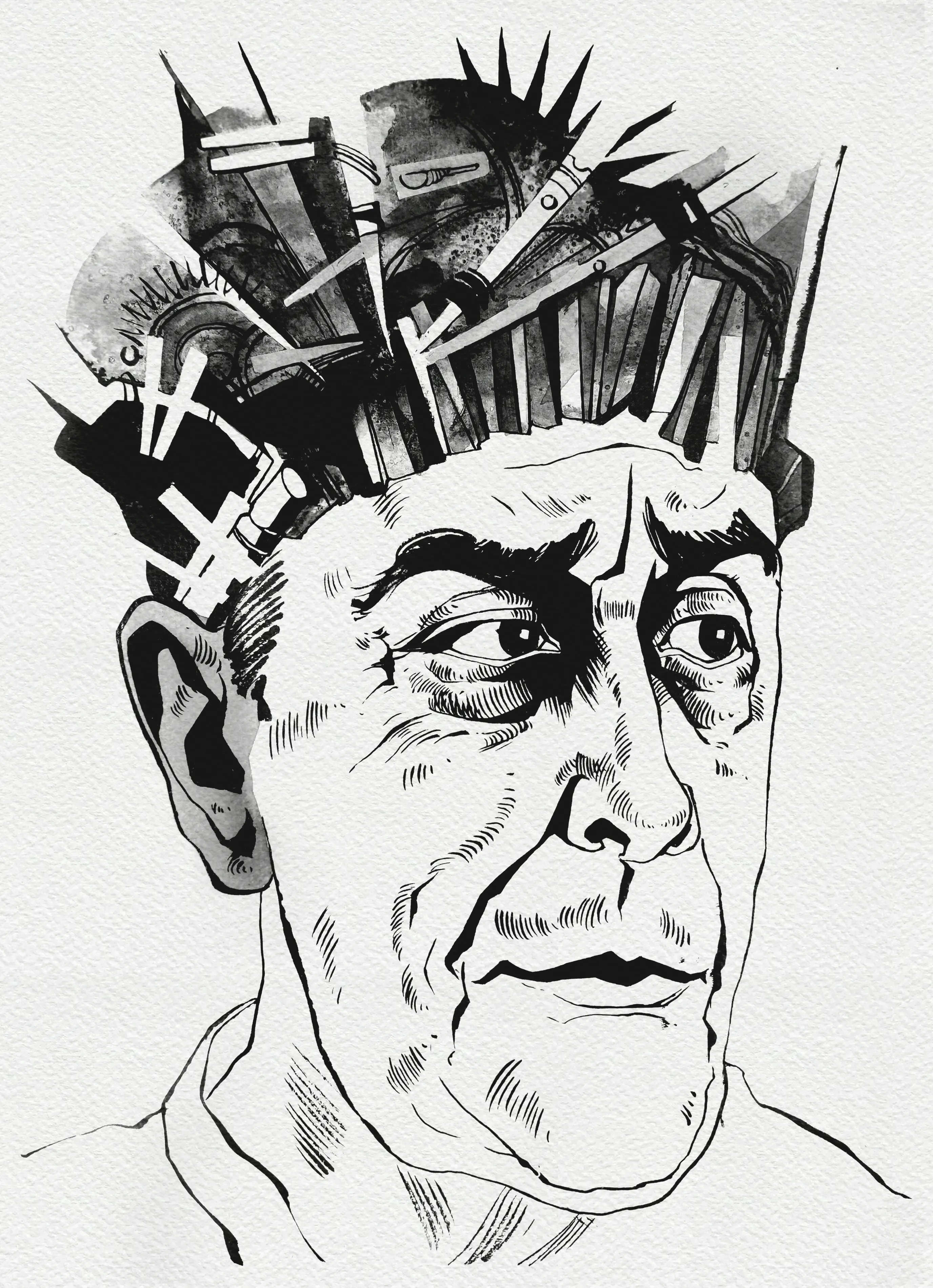 Зображення "Інженер | Engineer" від Олександр Макогон, розмір: 46 x 52 cm, матеріали: туш, бавовняний папір | ink, cotton paper, медіум: Графіка, ціна: $250 Фото 2 з 3.