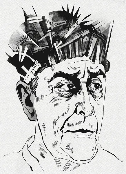 Зображення "Інженер | Engineer" від Олександр Макогон, розмір: 46 x 52 cm, матеріали: туш, бавовняний папір | ink, cotton paper, медіум: Графіка, ціна: $250 Фото 2 з 3.