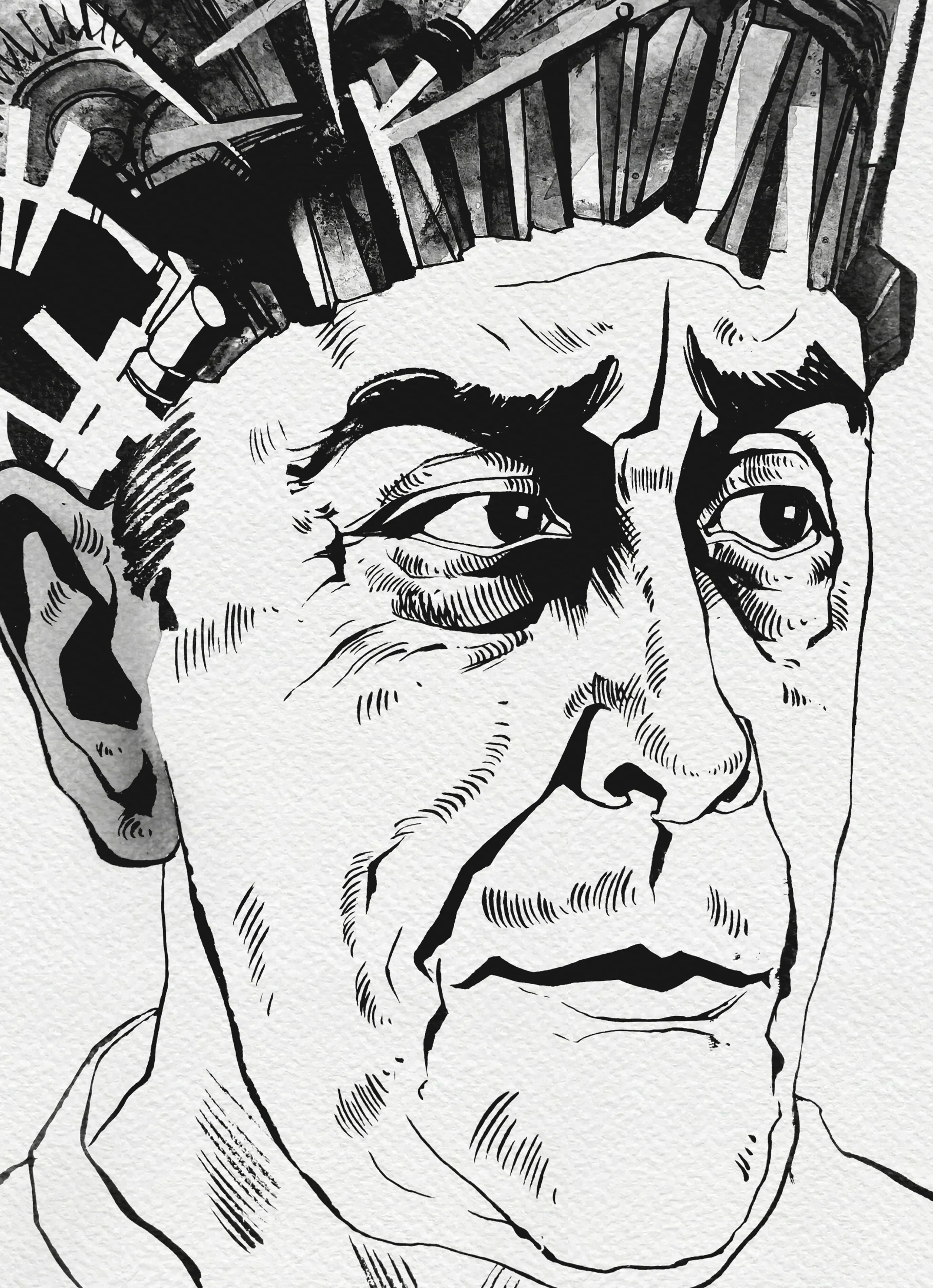 Зображення "Інженер | Engineer" від Олександр Макогон, розмір: 46 x 52 cm, матеріали: туш, бавовняний папір | ink, cotton paper, медіум: Графіка, ціна: $250 Фото 3 з 3.