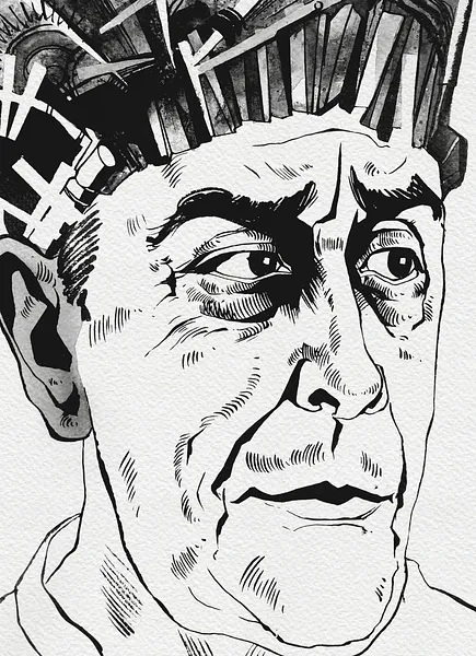 Зображення "Інженер | Engineer" від Олександр Макогон, розмір: 46 x 52 cm, матеріали: туш, бавовняний папір | ink, cotton paper, медіум: Графіка, ціна: $250 Фото 3 з 3.