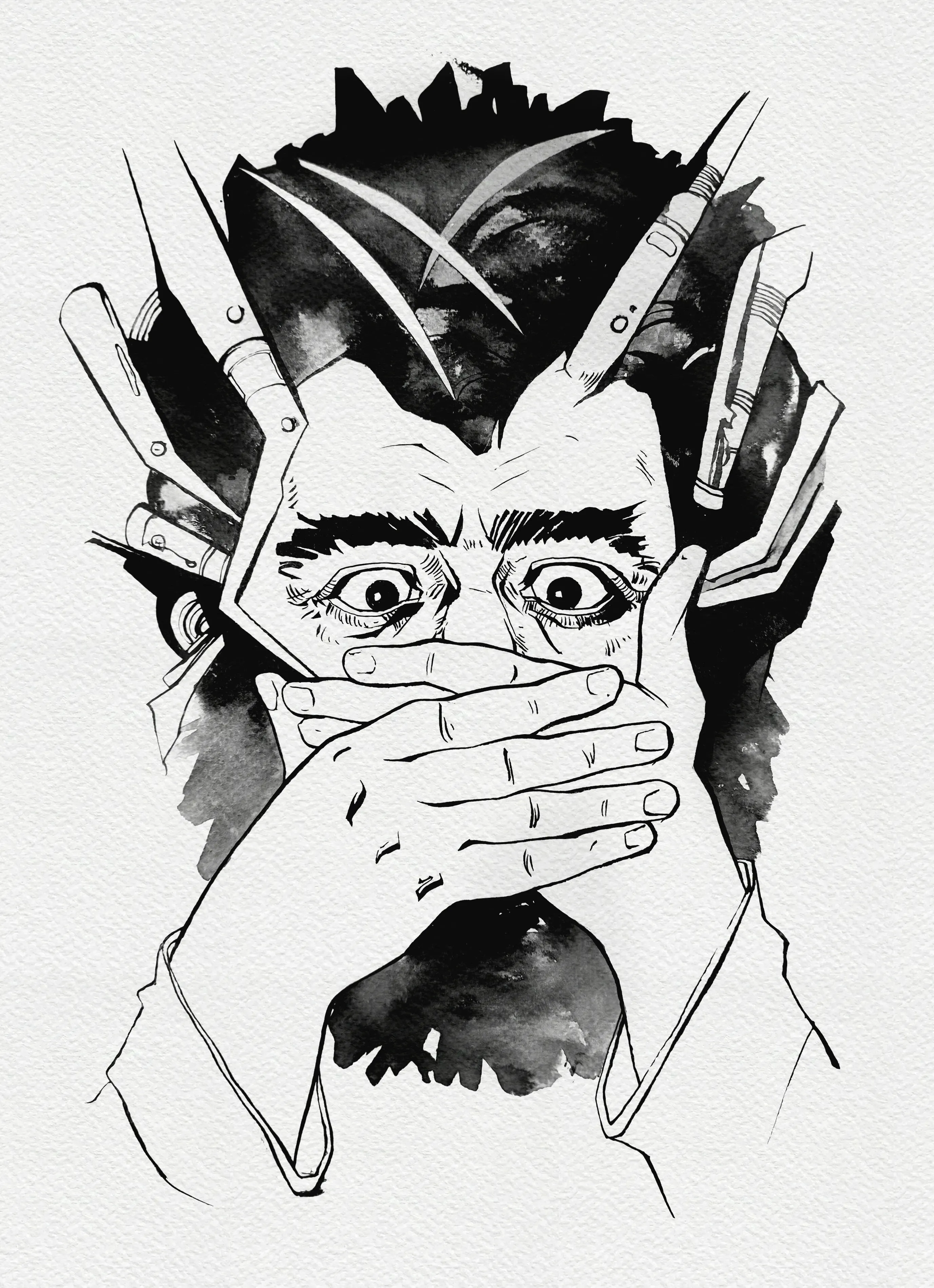 Зображення "Брокер | Broker" від Олександр Макогон, розмір: 46 x 52 cm, матеріали: туш, бавовняний папір | ink, cotton paper, медіум: Графіка, ціна: $250 Фото 2 з 3.