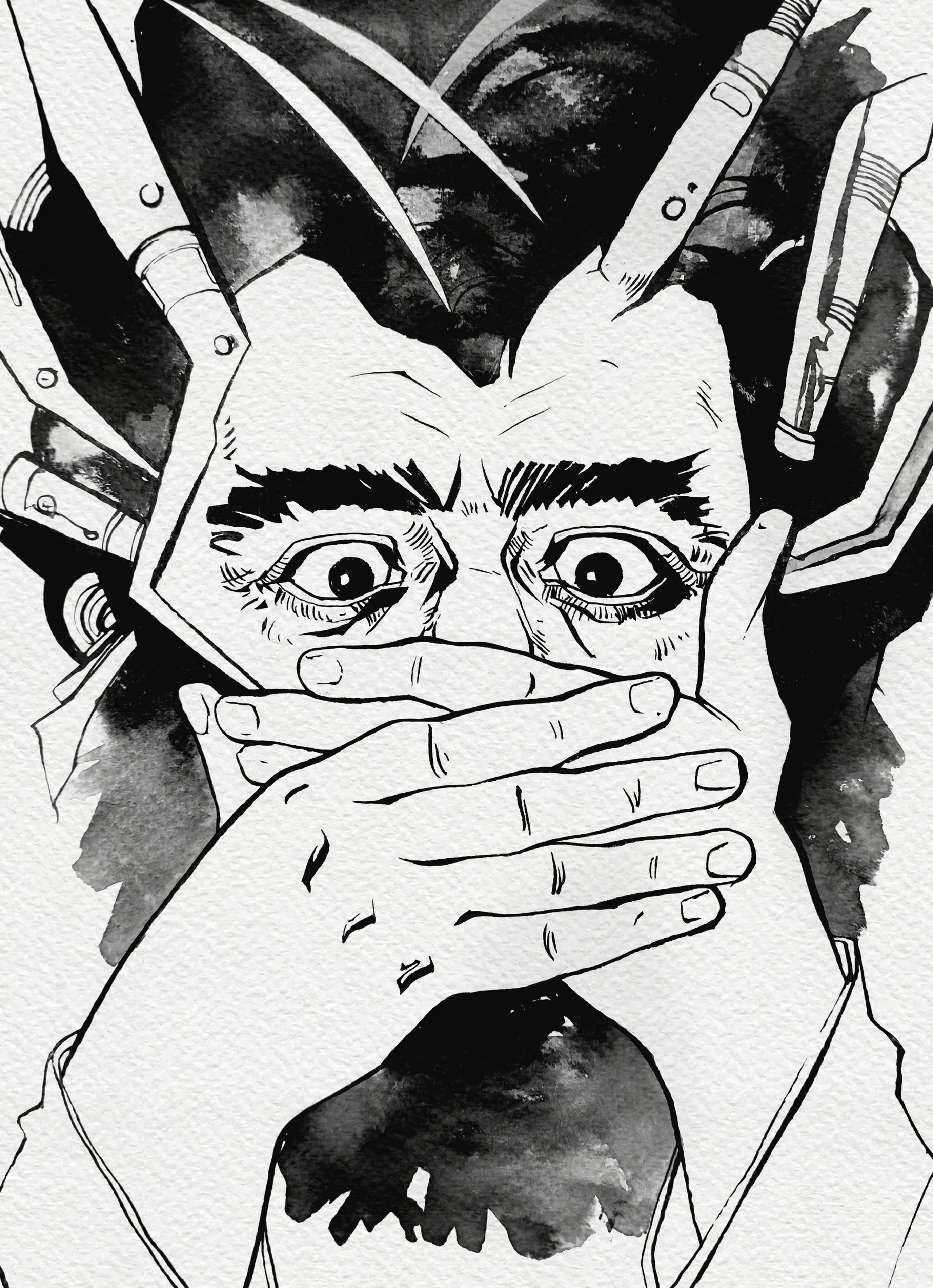 Зображення "Брокер | Broker" від Олександр Макогон, розмір: 46 x 52 cm, матеріали: туш, бавовняний папір | ink, cotton paper, медіум: Графіка, ціна: $250 Фото 3 з 3.