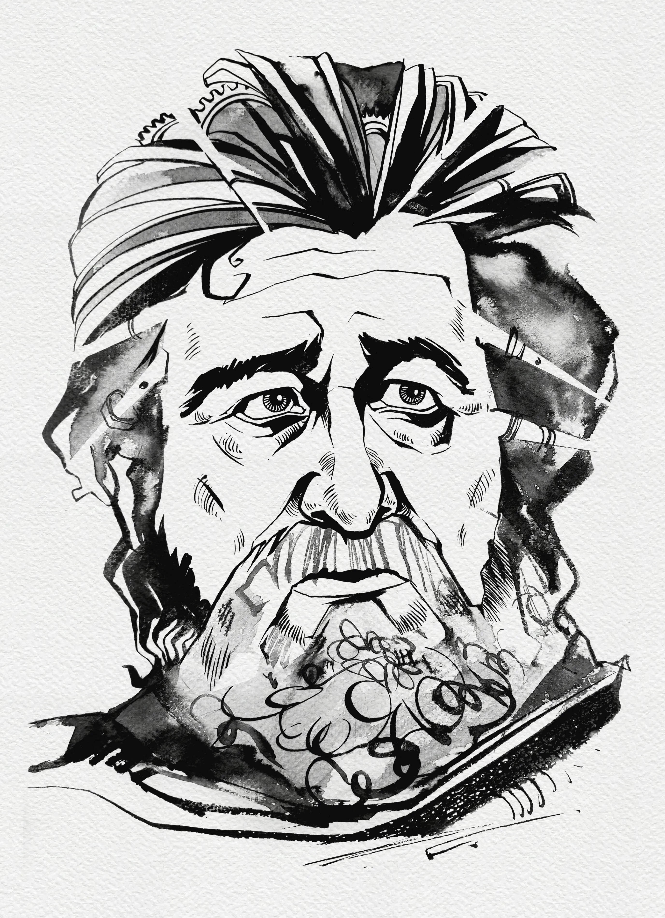 Зображення "Мудрець | The Wise Man" від Олександр Макогон, розмір: 46 x 52 cm, матеріали: туш, бавовняний папір | ink, cotton paper, медіум: Графіка, ціна: $250 Фото 2 з 3.