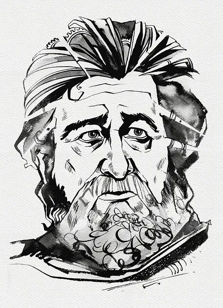 Зображення "Мудрець | The Wise Man" від Олександр Макогон, розмір: 46 x 52 cm, матеріали: туш, бавовняний папір | ink, cotton paper, медіум: Графіка, ціна: $250 Фото 2 з 3.