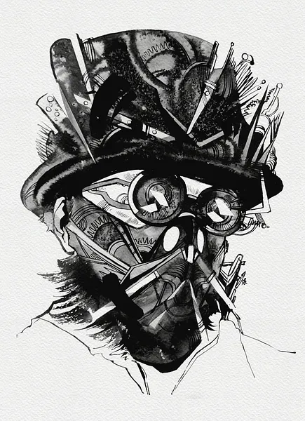 Зображення "Авантюрист | Adventurer" від Олександр Макогон, розмір: 46 x 52 cm, матеріали: туш, бавовняний папір | ink, cotton paper, медіум: Графіка, ціна: $250 Фото 2 з 3.