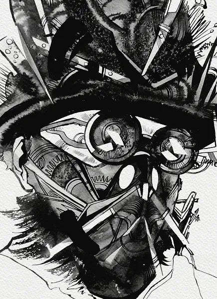 Зображення "Авантюрист | Adventurer" від Олександр Макогон, розмір: 46 x 52 cm, матеріали: туш, бавовняний папір | ink, cotton paper, медіум: Графіка, ціна: $250 Фото 3 з 3.