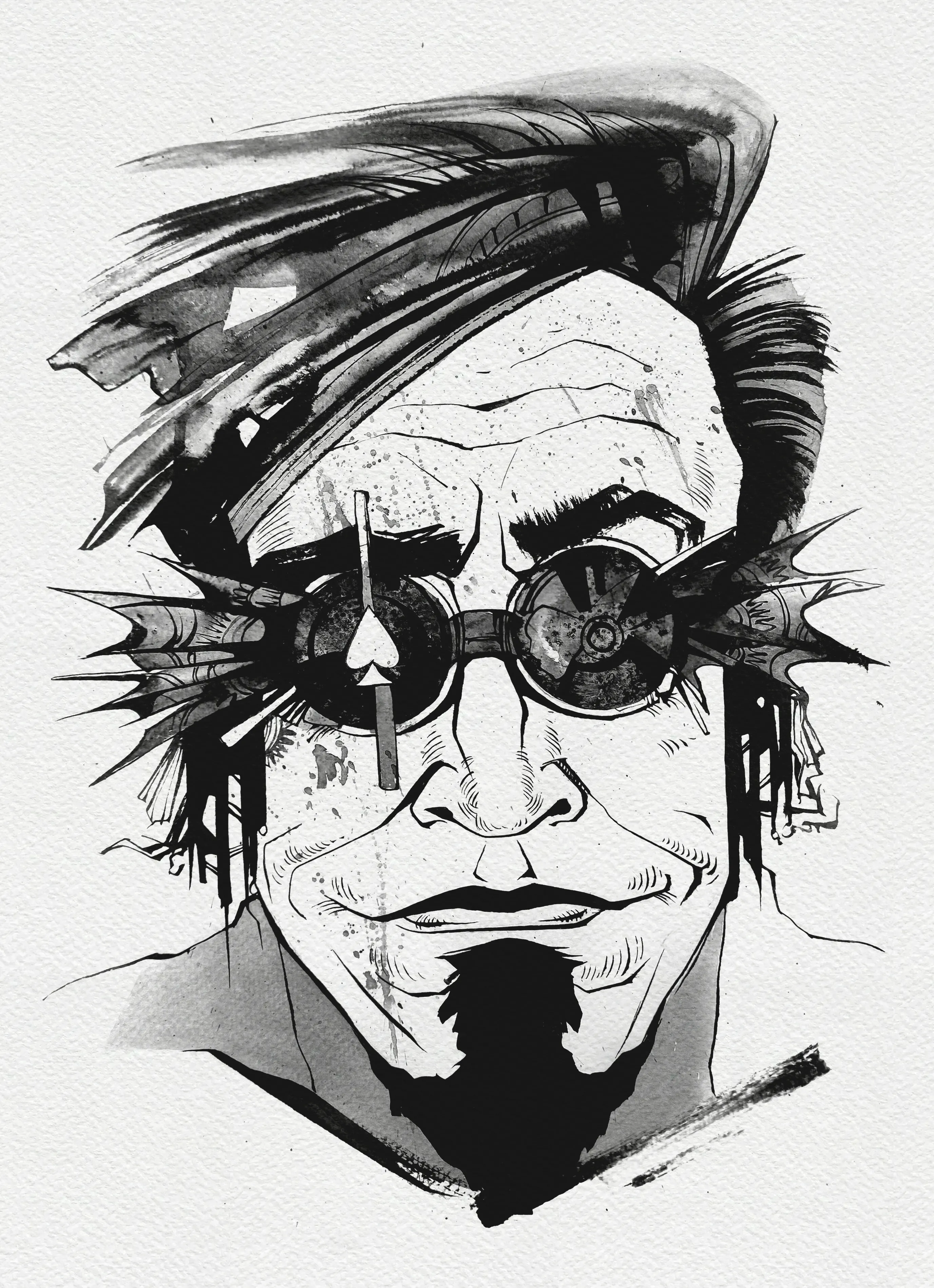 Зображення "Азартний гравець | Gambler" від Олександр Макогон, розмір: 46 x 52 cm, матеріали: туш, бавовняний папір | ink, cotton paper, медіум: Графіка, ціна: $250 Фото 2 з 3.