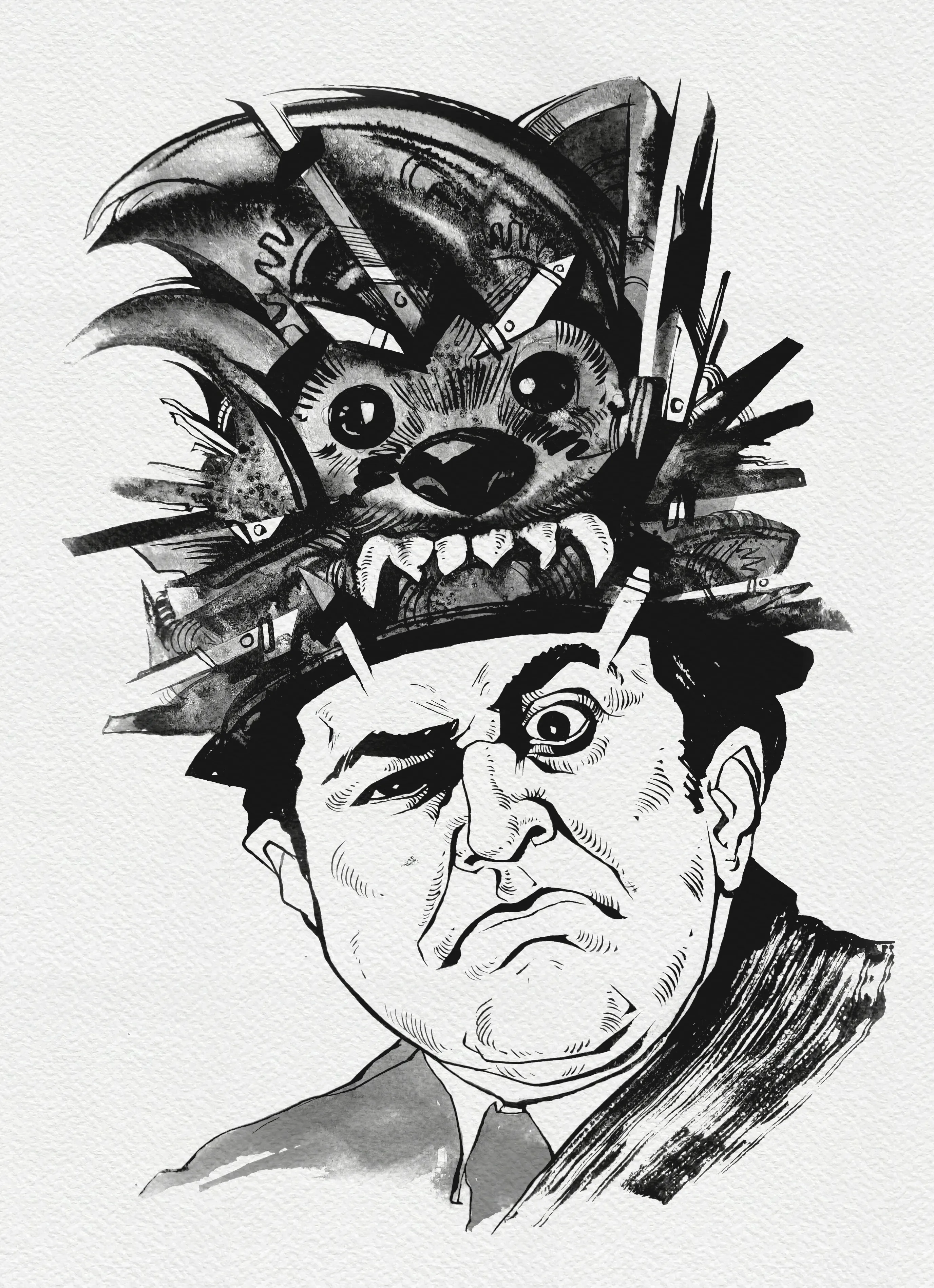 Зображення "Колекціонер | Collector" від Олександр Макогон, розмір: 46 x 52 cm, матеріали: туш, бавовняний папір | ink, cotton paper, медіум: Графіка, ціна: $250 Фото 2 з 3.