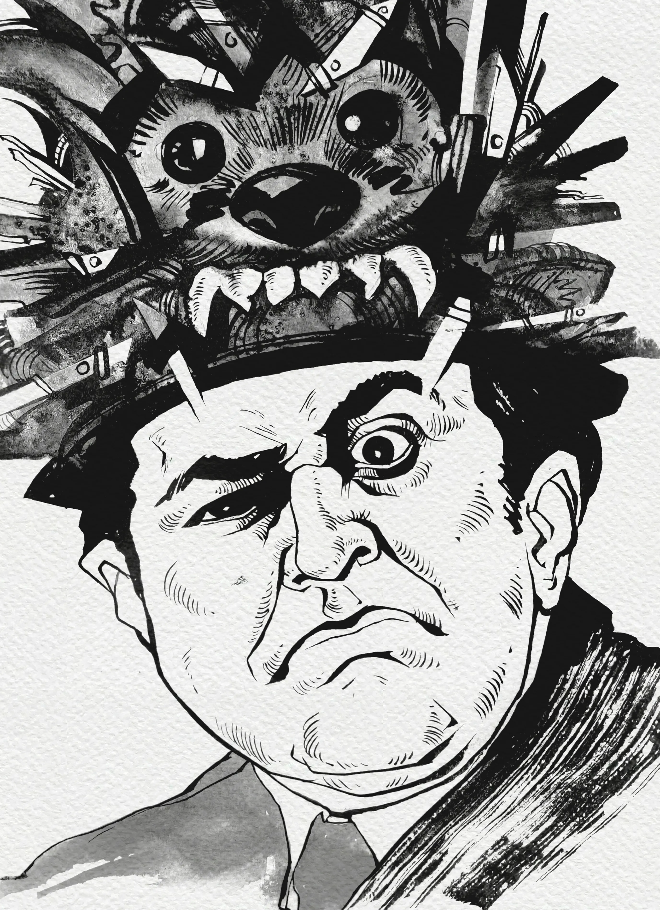 Зображення "Колекціонер | Collector" від Олександр Макогон, розмір: 46 x 52 cm, матеріали: туш, бавовняний папір | ink, cotton paper, медіум: Графіка, ціна: $250 Фото 3 з 3.