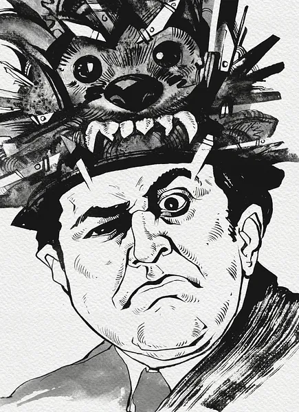 Зображення "Колекціонер | Collector" від Олександр Макогон, розмір: 46 x 52 cm, матеріали: туш, бавовняний папір | ink, cotton paper, медіум: Графіка, ціна: $250 Фото 3 з 3.