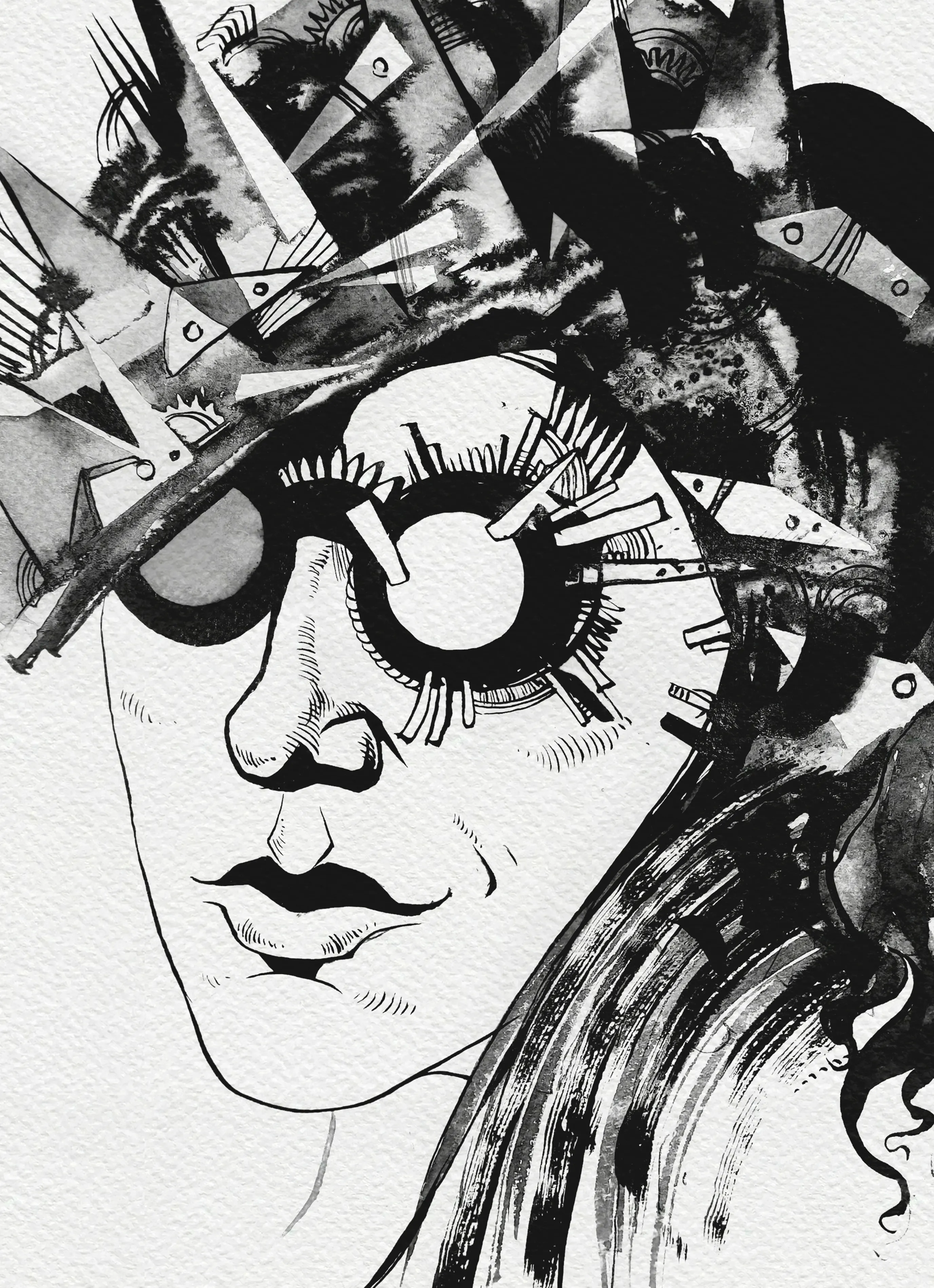 Зображення "Графиня | Countess" від Олександр Макогон, розмір: 46 x 52 cm, матеріали: туш, бавовняний папір | ink, cotton paper, медіум: Графіка, ціна: $250 Фото 3 з 3.