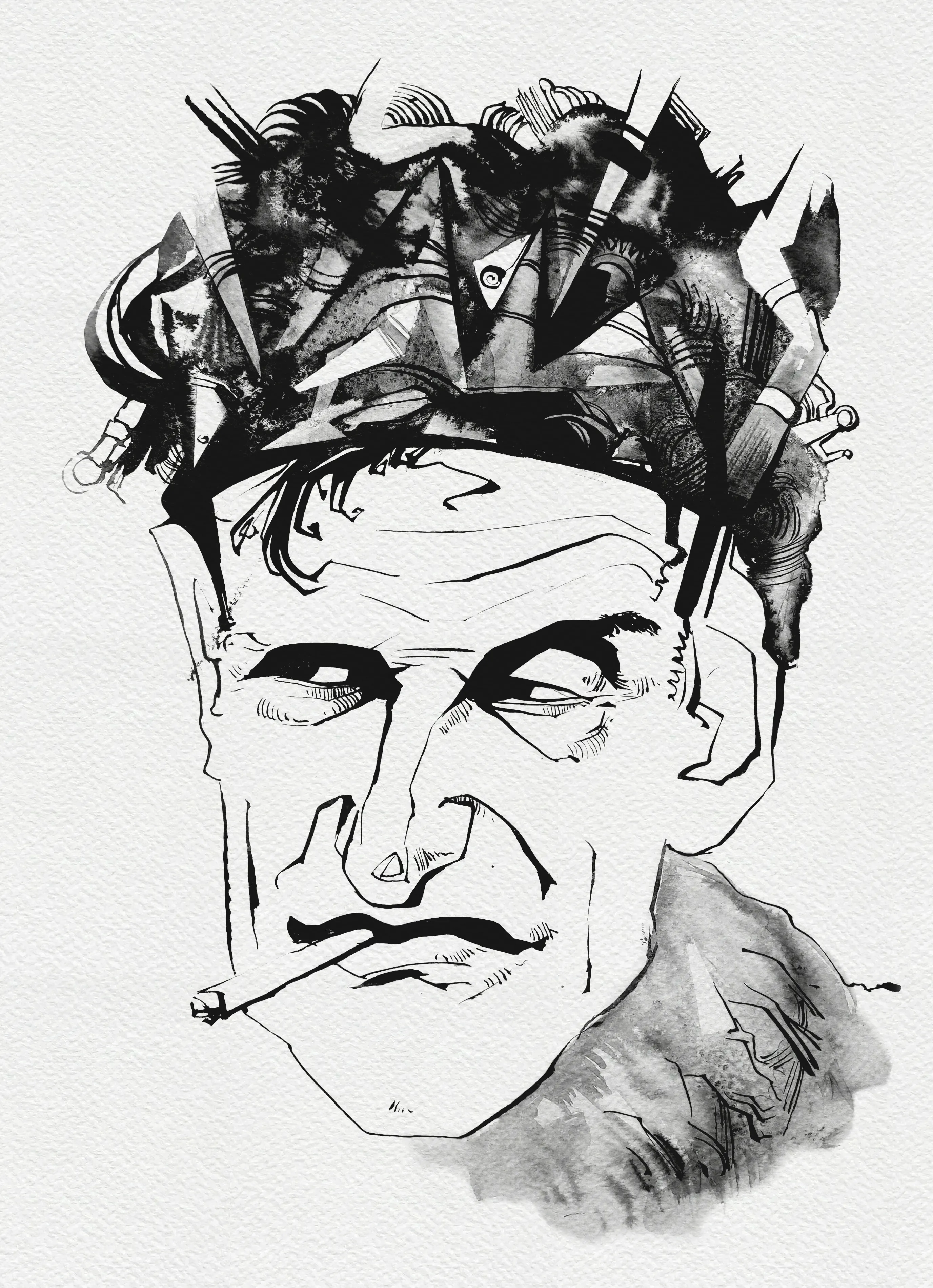 Зображення "Король | King" від Олександр Макогон, розмір: 46 x 52 cm, матеріали: туш, бавовняний папір | ink, cotton paper, медіум: Графіка, ціна: $250 Фото 2 з 3.