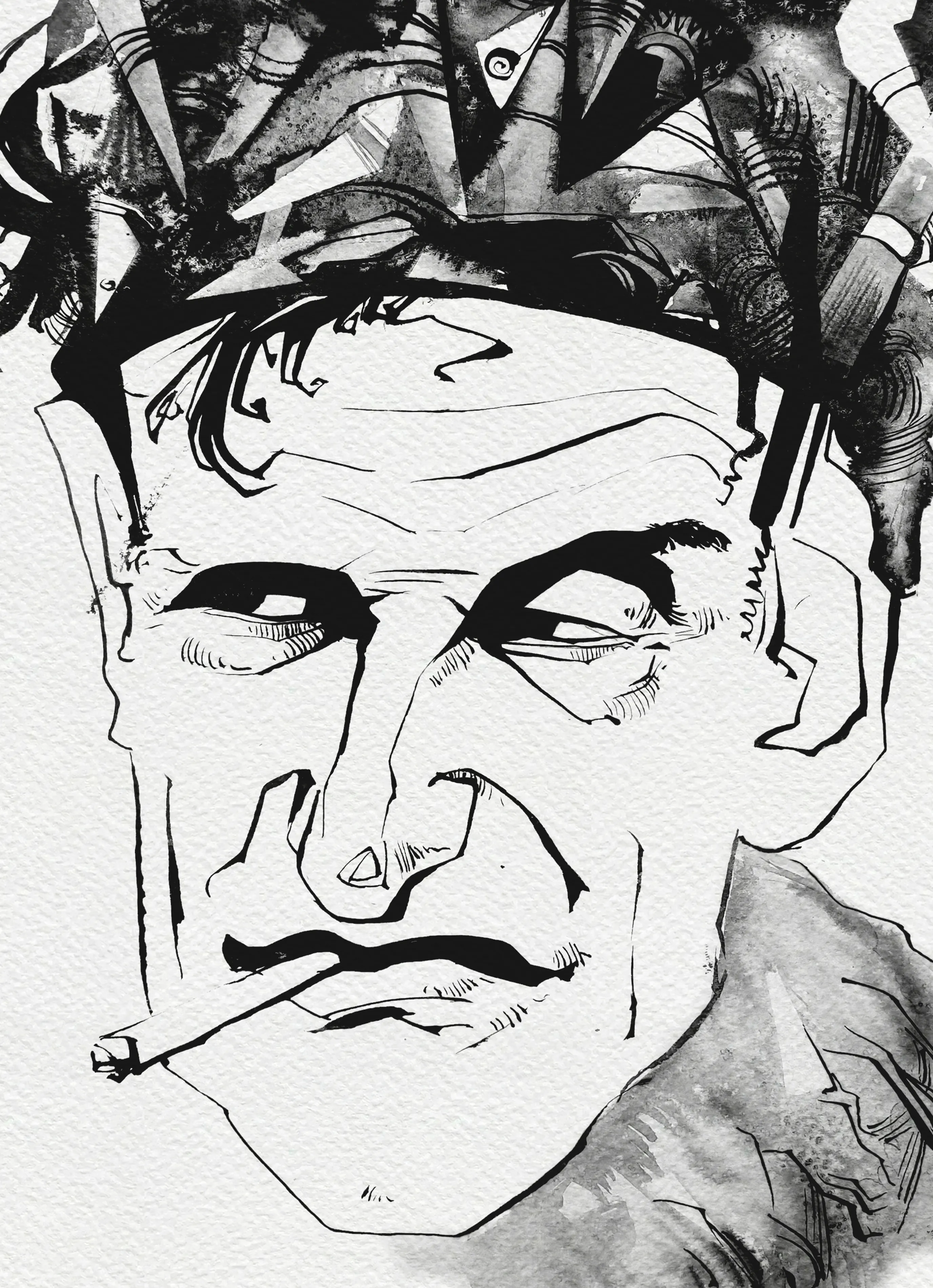 Зображення "Король | King" від Олександр Макогон, розмір: 46 x 52 cm, матеріали: туш, бавовняний папір | ink, cotton paper, медіум: Графіка, ціна: $250 Фото 3 з 3.