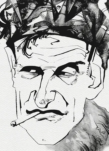 Зображення "Король | King" від Олександр Макогон, розмір: 46 x 52 cm, матеріали: туш, бавовняний папір | ink, cotton paper, медіум: Графіка, ціна: $250 Фото 3 з 3.