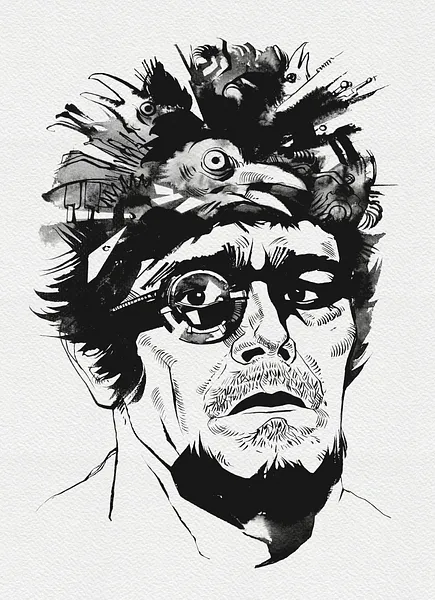 Зображення "Мисливець | Hunter" від Олександр Макогон, розмір: 46 x 52 cm, матеріали: туш, бавовняний папір | ink, cotton paper, медіум: Графіка, ціна: $250 Фото 2 з 3.