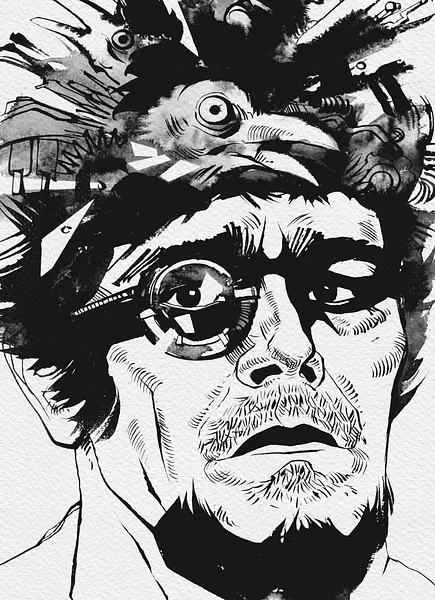 Зображення "Мисливець | Hunter" від Олександр Макогон, розмір: 46 x 52 cm, матеріали: туш, бавовняний папір | ink, cotton paper, медіум: Графіка, ціна: $250 Фото 3 з 3.