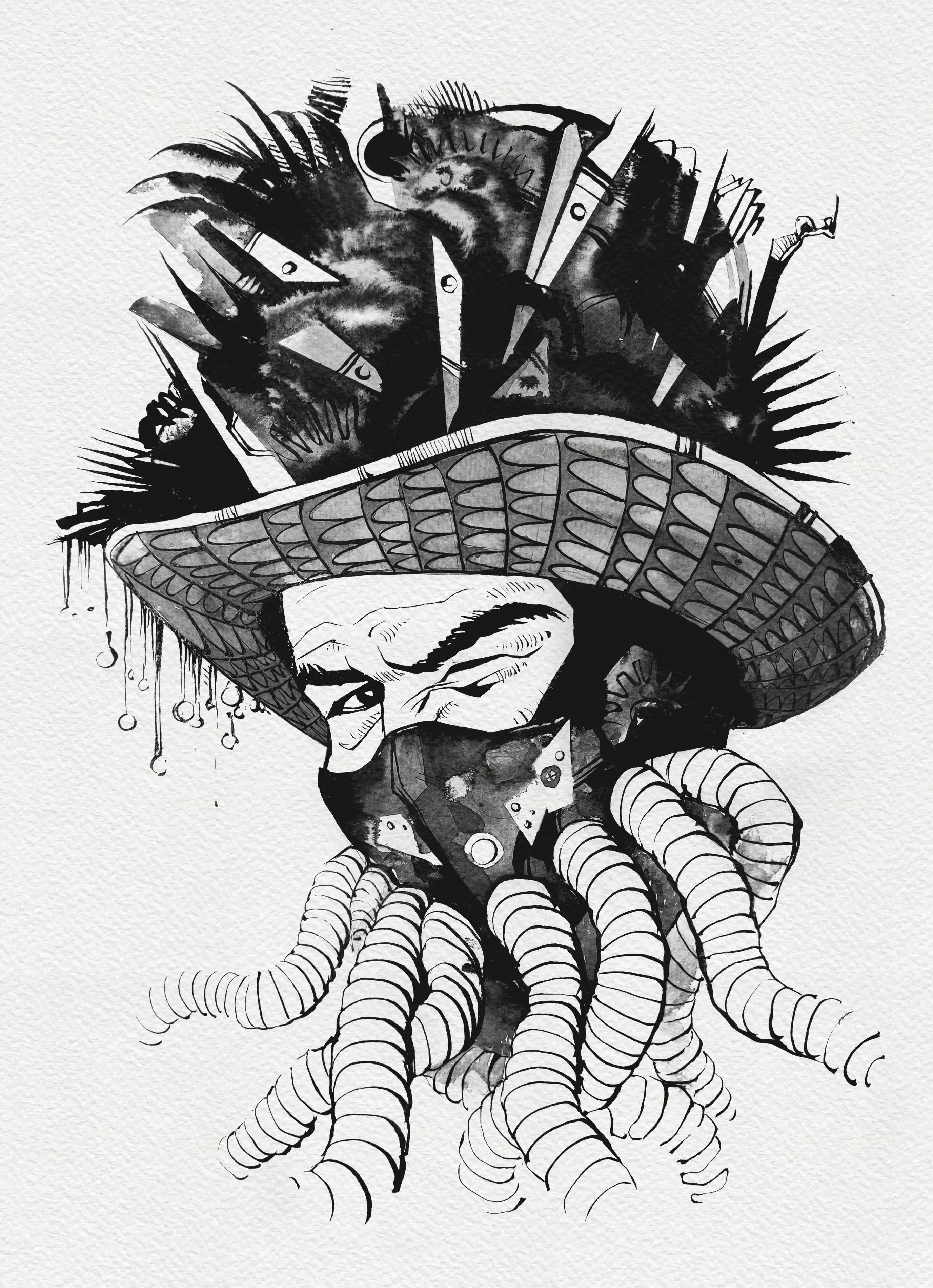 Зображення "Маг | Wizard" від Олександр Макогон, розмір: 46 x 52 cm, матеріали: туш, бавовняний папір | ink, cotton paper, медіум: Графіка, ціна: $250 Фото 2 з 3.