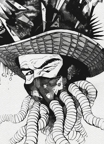 Зображення "Маг | Wizard" від Олександр Макогон, розмір: 46 x 52 cm, матеріали: туш, бавовняний папір | ink, cotton paper, медіум: Графіка, ціна: $250 Фото 3 з 3.