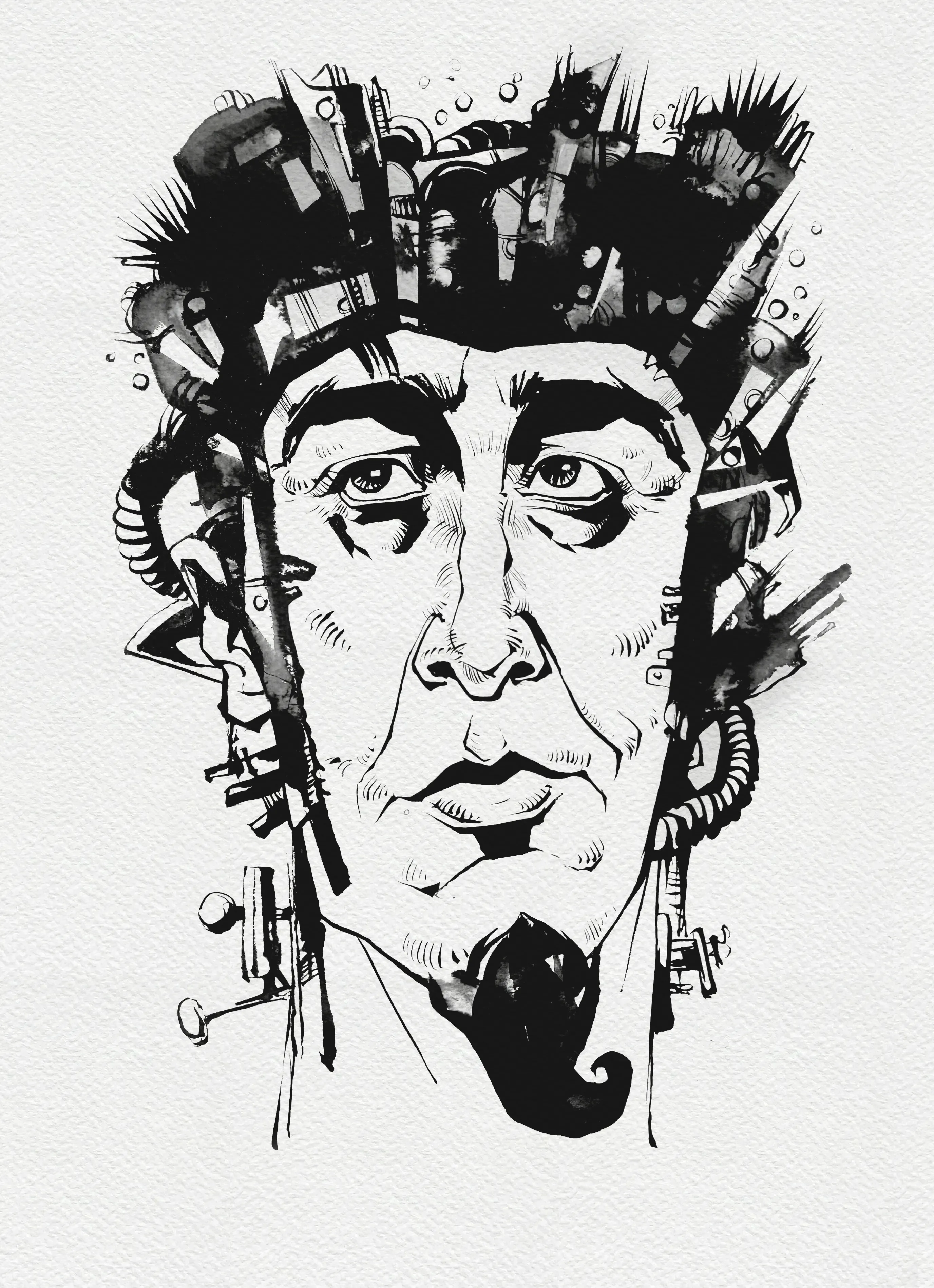 Зображення "Винахідник | Inventor" від Олександр Макогон, розмір: 46 x 52 cm, матеріали: туш, бавовняний папір | ink, cotton paper, медіум: Графіка, ціна: $250 Фото 2 з 3.