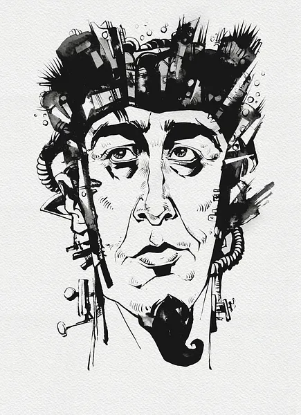 Зображення "Винахідник | Inventor" від Олександр Макогон, розмір: 46 x 52 cm, матеріали: туш, бавовняний папір | ink, cotton paper, медіум: Графіка, ціна: $250 Фото 2 з 3.