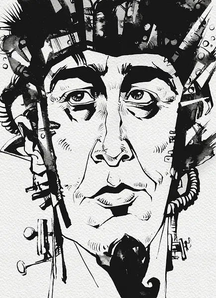 Зображення "Винахідник | Inventor" від Олександр Макогон, розмір: 46 x 52 cm, матеріали: туш, бавовняний папір | ink, cotton paper, медіум: Графіка, ціна: $250 Фото 3 з 3.