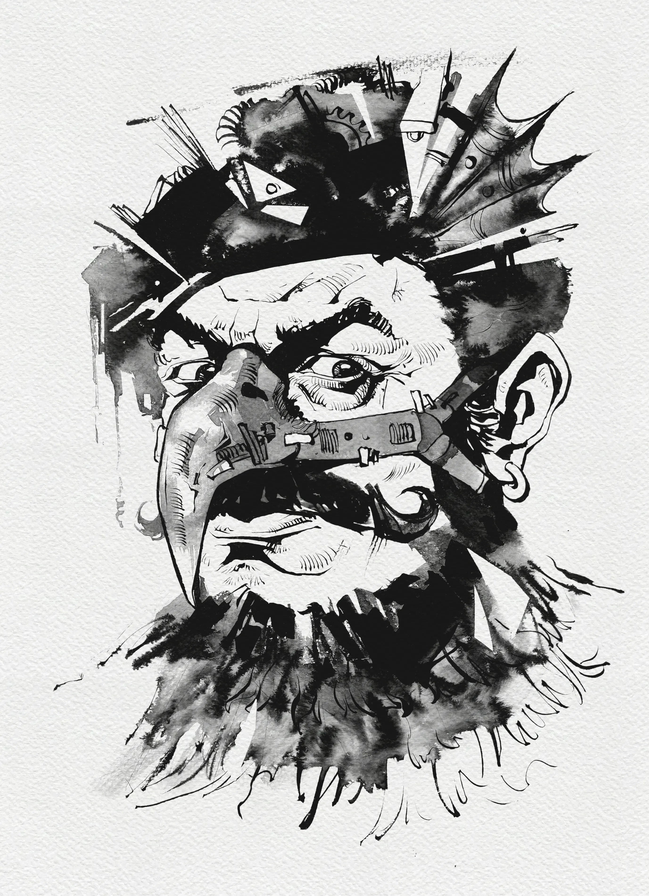 Зображення "Орнітолог | Ornithologist" від Олександр Макогон, розмір: 46 x 52 cm, матеріали: туш, бавовняний папір | ink, cotton paper, медіум: Графіка, ціна: $250 Фото 2 з 3.