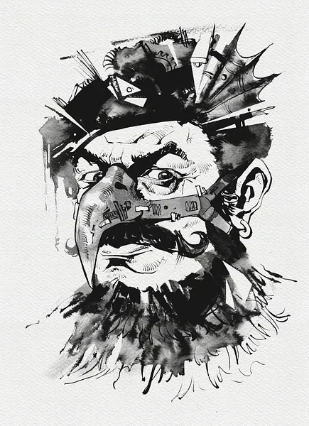 Зображення "Орнітолог | Ornithologist" від Олександр Макогон, розмір: 46 x 52 cm, матеріали: туш, бавовняний папір | ink, cotton paper, медіум: Графіка, ціна: $250 Фото 2 з 3.