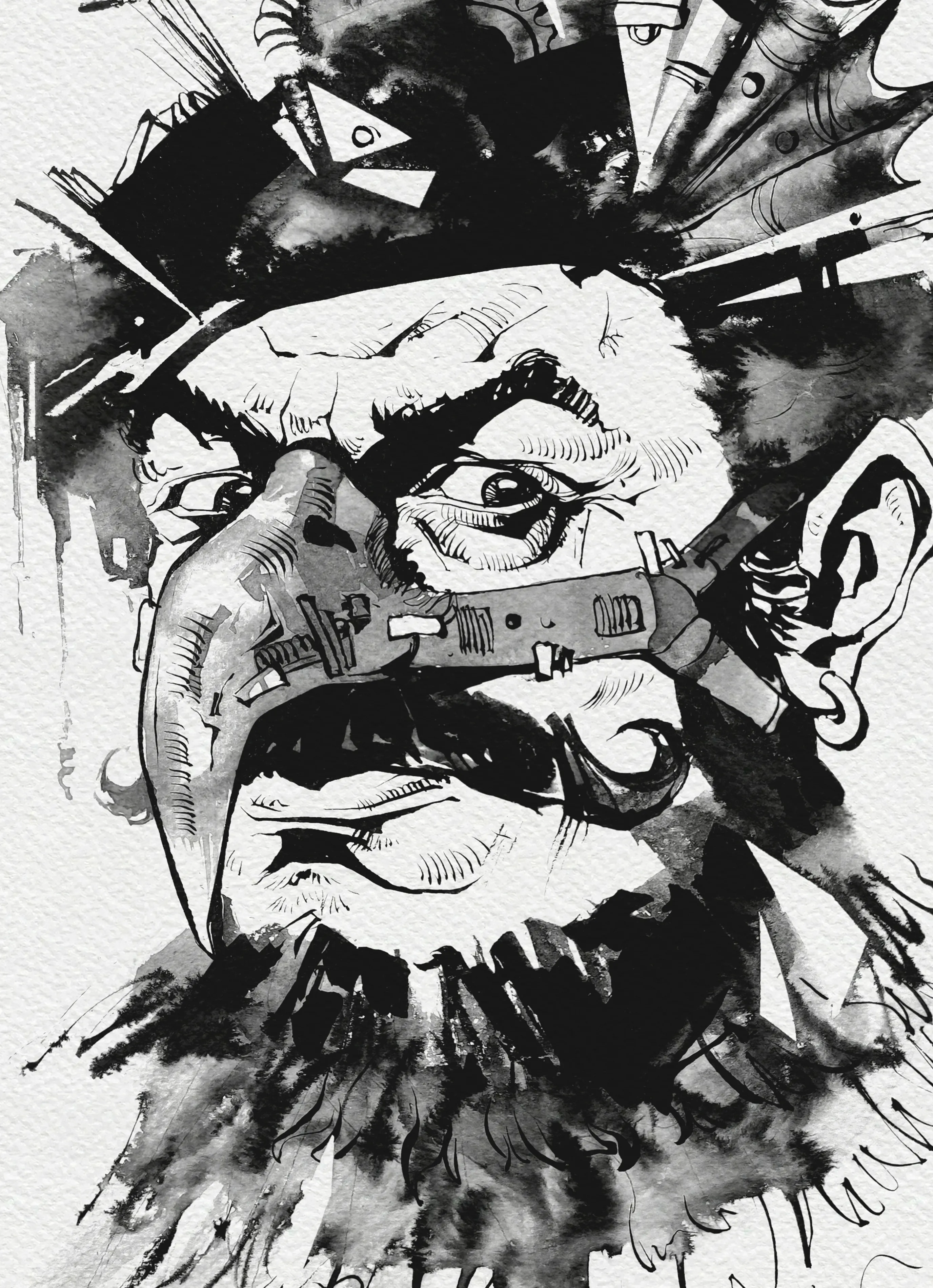 Зображення "Орнітолог | Ornithologist" від Олександр Макогон, розмір: 46 x 52 cm, матеріали: туш, бавовняний папір | ink, cotton paper, медіум: Графіка, ціна: $250 Фото 3 з 3.