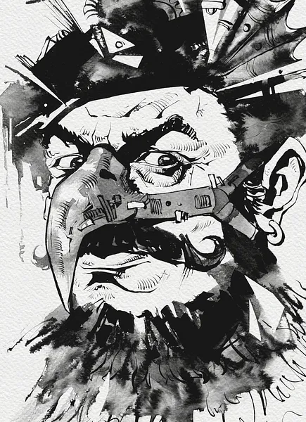 Зображення "Орнітолог | Ornithologist" від Олександр Макогон, розмір: 46 x 52 cm, матеріали: туш, бавовняний папір | ink, cotton paper, медіум: Графіка, ціна: $250 Фото 3 з 3.