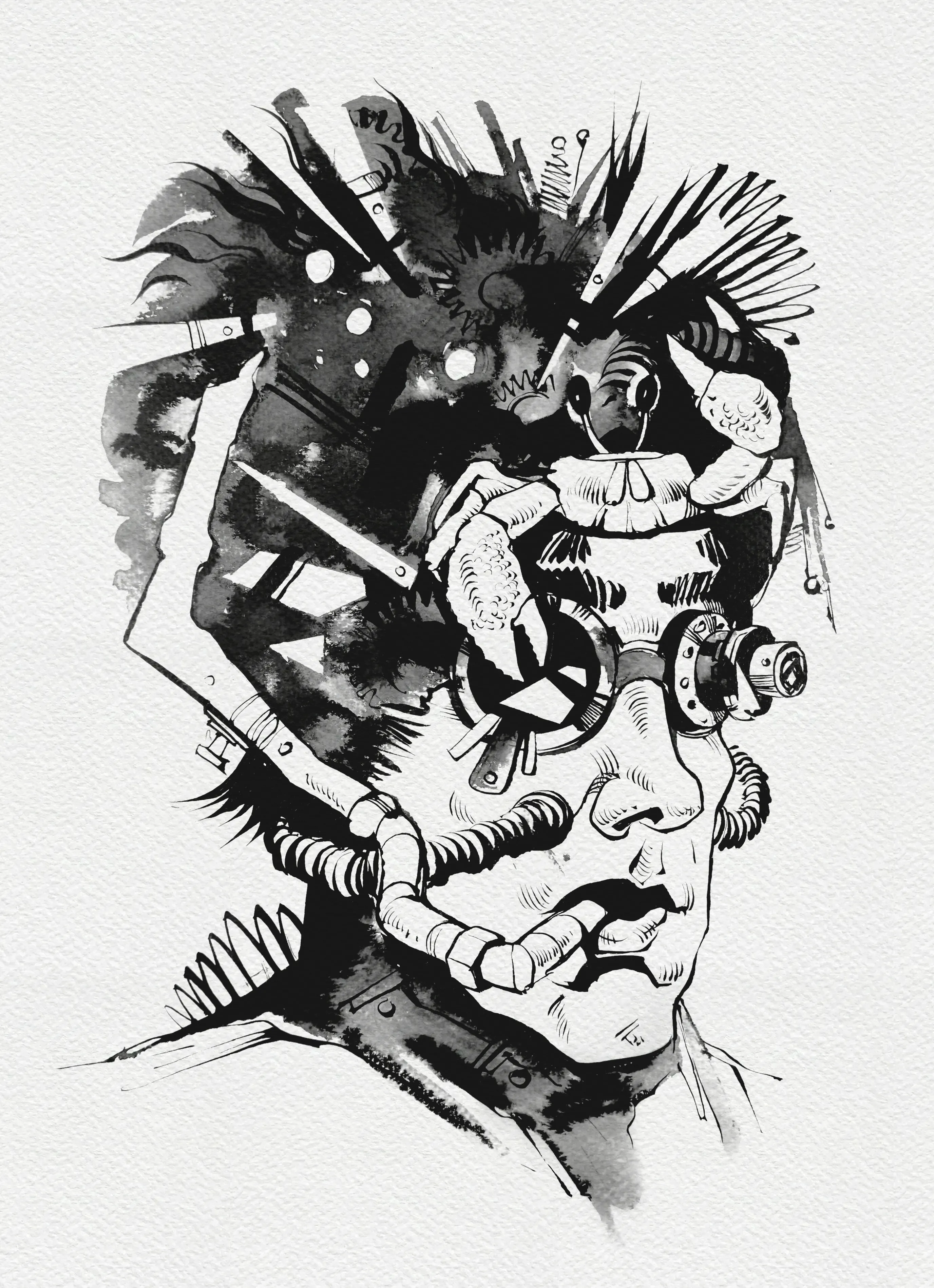 Зображення "Дайвер | Diver" від Олександр Макогон, розмір: 46 x 52 cm, матеріали: туш, бавовняний папір | ink, cotton paper, медіум: Графіка, ціна: $250 Фото 2 з 3.