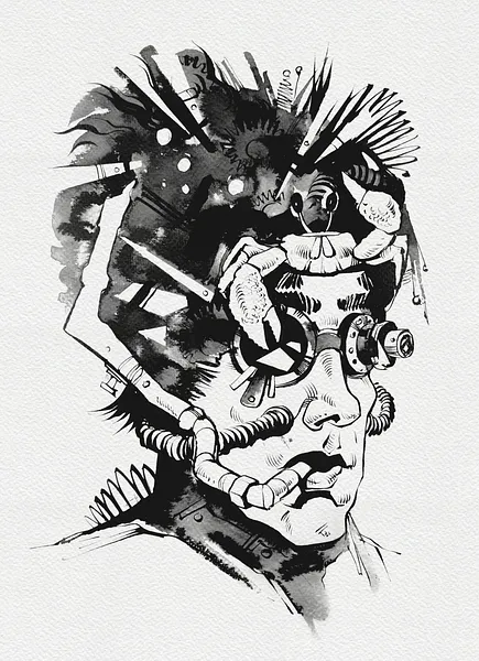 Зображення "Дайвер | Diver" від Олександр Макогон, розмір: 46 x 52 cm, матеріали: туш, бавовняний папір | ink, cotton paper, медіум: Графіка, ціна: $250 Фото 2 з 3.