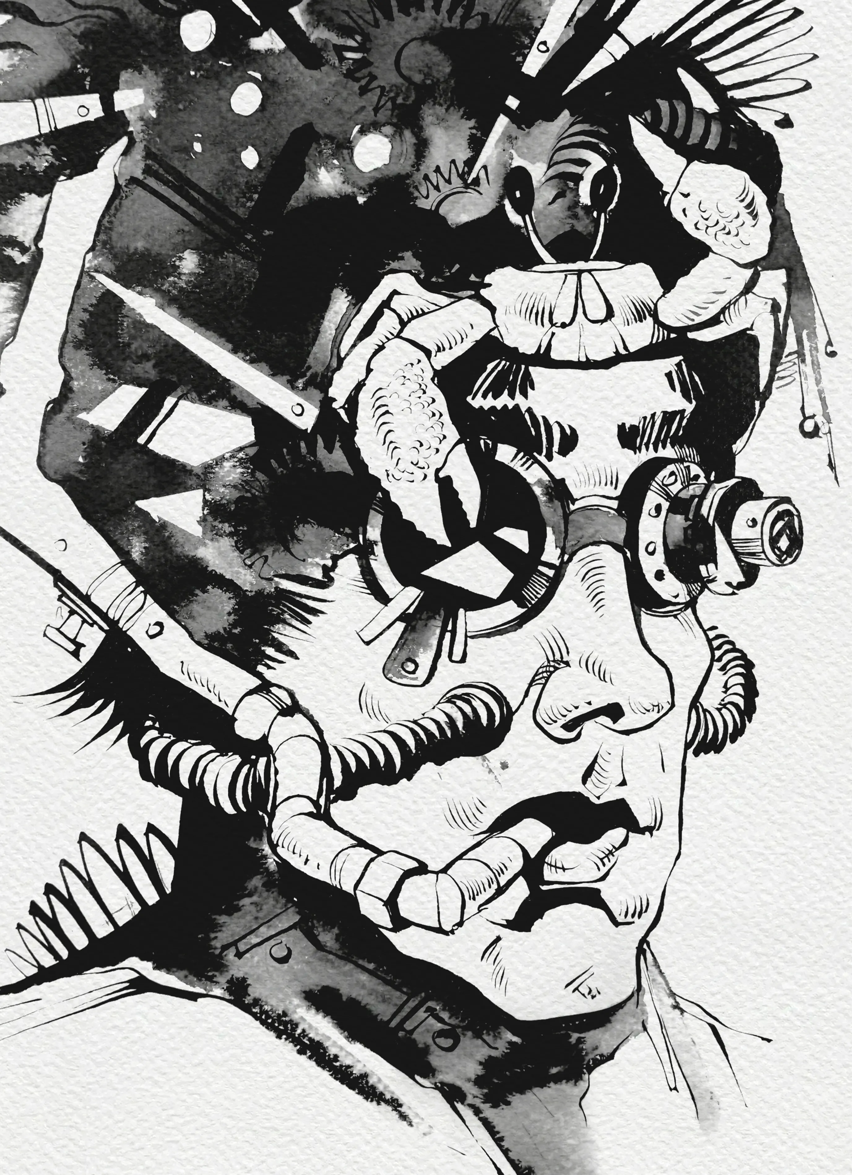 Зображення "Дайвер | Diver" від Олександр Макогон, розмір: 46 x 52 cm, матеріали: туш, бавовняний папір | ink, cotton paper, медіум: Графіка, ціна: $250 Фото 3 з 3.