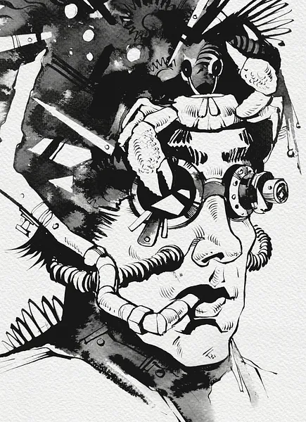 Зображення "Дайвер | Diver" від Олександр Макогон, розмір: 46 x 52 cm, матеріали: туш, бавовняний папір | ink, cotton paper, медіум: Графіка, ціна: $250 Фото 3 з 3.