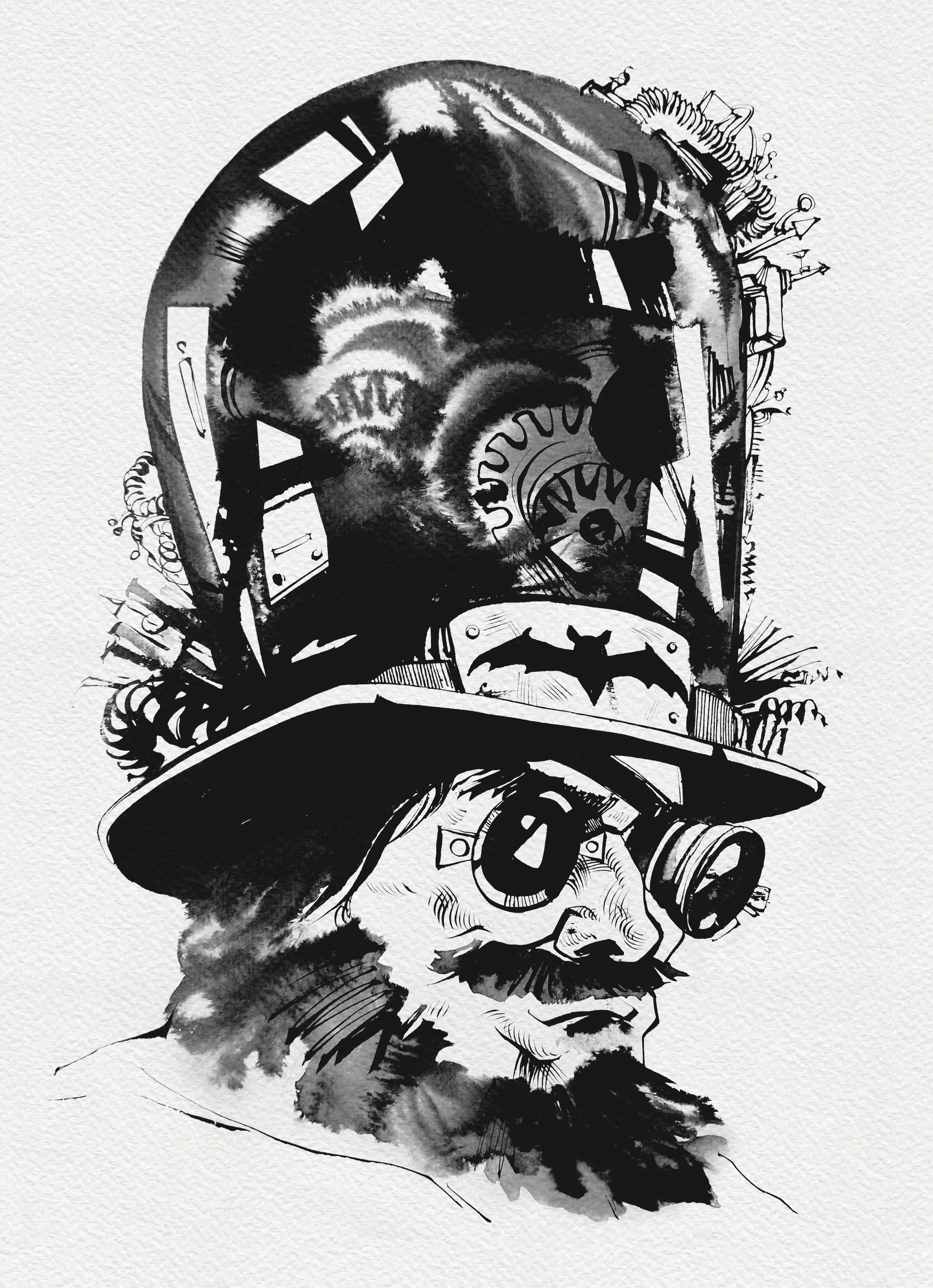 Зображення "Вчений | Scientist" від Олександр Макогон, розмір: 46 x 52 cm, матеріали: туш, бавовняний папір | ink, cotton paper, медіум: Графіка, ціна: $250 Фото 2 з 3.