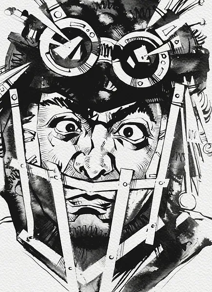 Зображення "Гонщик | Racer" від Олександр Макогон, розмір: 46 x 52 cm, матеріали: туш, бавовняний папір | ink, cotton paper, медіум: Графіка, ціна: $250 Фото 3 з 3.