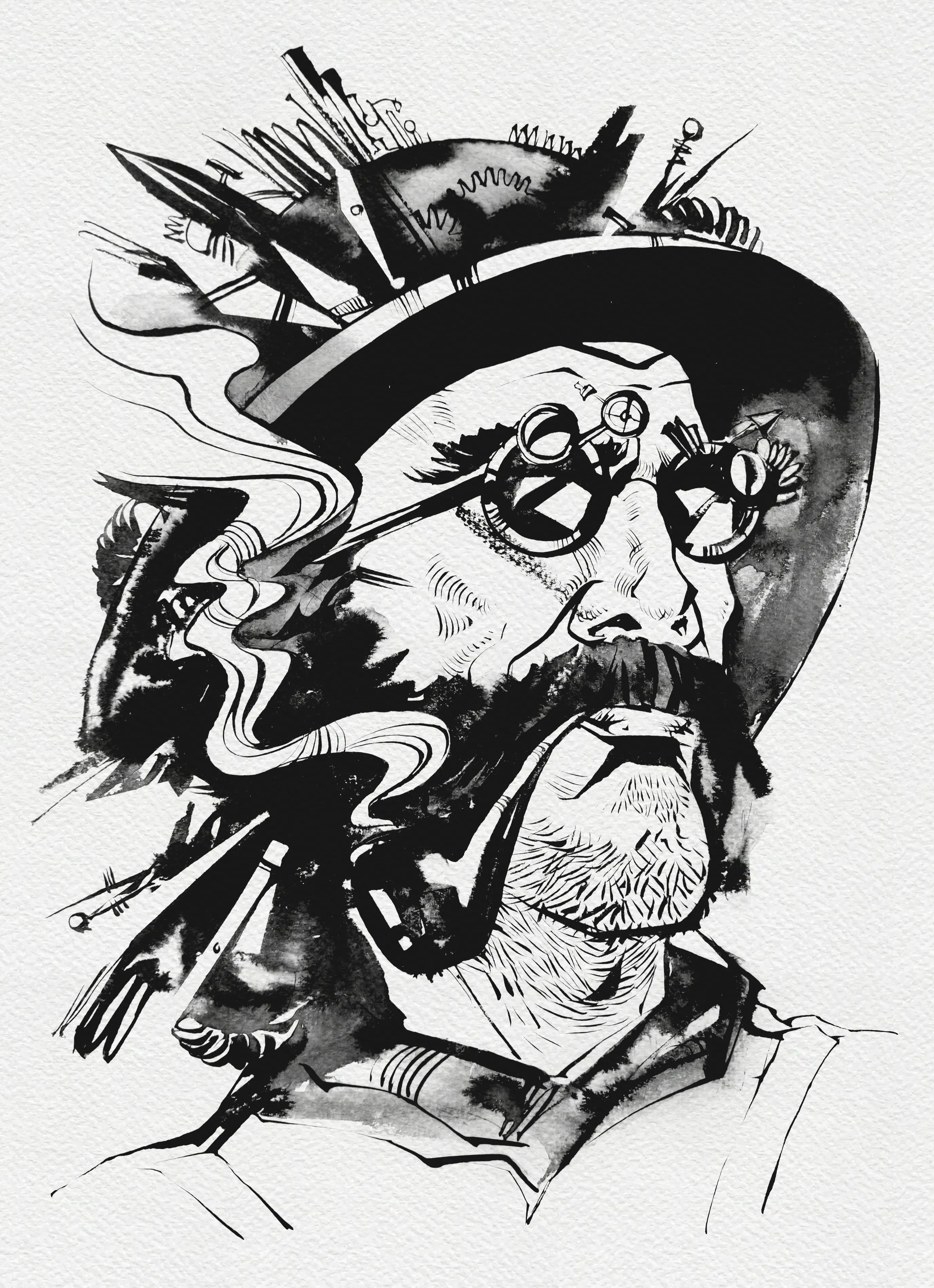 Зображення "Археолог | Archaeologist" від Олександр Макогон, розмір: 46 x 52 cm, матеріали: туш, бавовняний папір | ink, cotton paper, медіум: Графіка, ціна: $250 Фото 2 з 3.