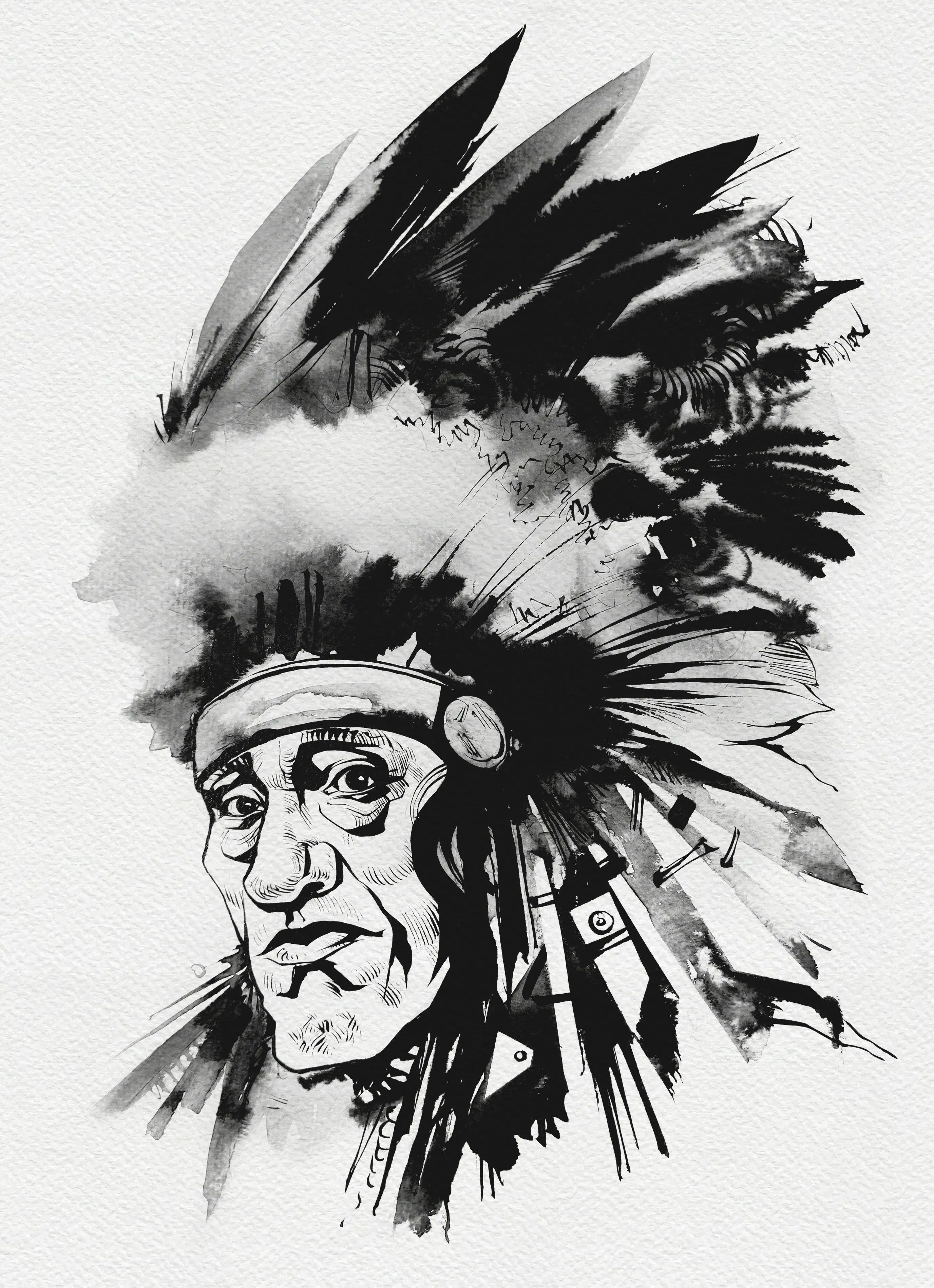 Зображення "Шаман | Shaman" від Олександр Макогон, розмір: 46 x 52 cm, матеріали: туш, бавовняний папір | ink, cotton paper, медіум: Графіка, ціна: $250 Фото 2 з 3.