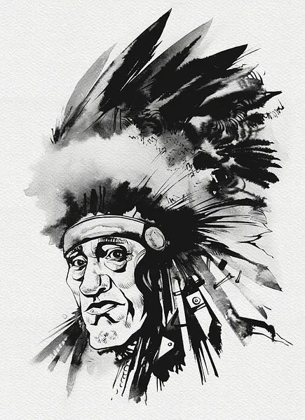 Зображення "Шаман | Shaman" від Олександр Макогон, розмір: 46 x 52 cm, матеріали: туш, бавовняний папір | ink, cotton paper, медіум: Графіка, ціна: $250 Фото 2 з 3.