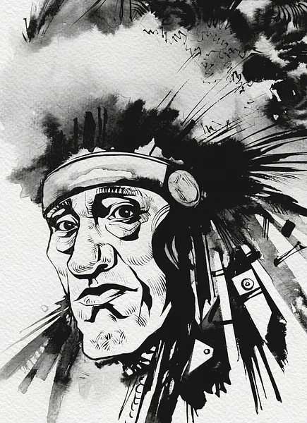 Зображення "Шаман | Shaman" від Олександр Макогон, розмір: 46 x 52 cm, матеріали: туш, бавовняний папір | ink, cotton paper, медіум: Графіка, ціна: $250 Фото 3 з 3.